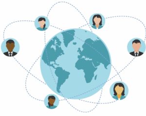 Illustration of Employees Interconnect across the Globe